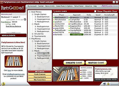 the game lobby of partygammon